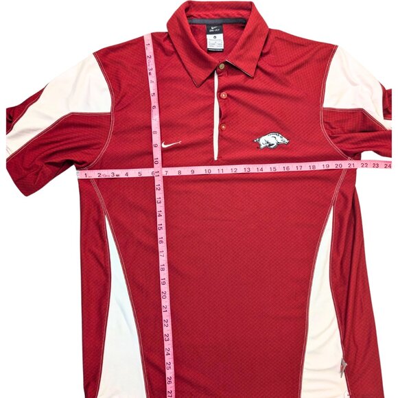 SOLD Arkansas Razorbacks Medium Red Colorblock Nike Dri-Fit Short Sleeve Polo - Picture 8 of 9